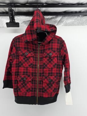 Polo by Ralph Lauren Red and Black Plaid Hooded Jacket for Kids